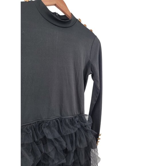 CBR Long‎ Sleeved Ruffle Dress Small Black - Picture 4 of 7